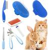 Crafterlife Kit per la toelettatura di Conigli, con Spazzola per Coniglio, Guanto da Bagno e Massaggio, Pettine per spargimento di Animali, tagliaunghie, tagliaunghie, Set da 6 Pezzi, per Coniglietti, Gattini,