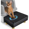Bartuke Rampa per lettiera per gatti extra large, con piedini in legno, funzione filtro, sgabello a pedale per lettiera autopulente, ideale per gattini e gatti anziani (nero)