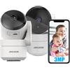 AMOROM 2K Telecamera WiFi Interno con Rilevamento del Movimento Tramite IA, Pan/Tilt, Visione Notturna, Audio Bidirezionale, Compatibile con Alexa, 2.4Ghz Wifi, 2 Pack