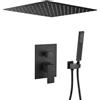 VALAZ Doccia monocomando a 2 vie con spruzzatore effetto pioggia | installazione a soffitto facile | inossidabile, quadrata, spruzzatore 30 cm, serie Tajo