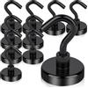 Aenienoe 10Pezzi Calamita con Gancio Potente Piccole Ganci Magnetici Extra Forti Neodimio 32mm non c'è bisogno di Fare Buchi Magneti Frigotelaioin Ferro,Soffitto,Cucina,Pesante Magnete Ganci Nero