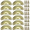 BOZONLI 12 Pezzi Maniglie conchiglia per Porta Cassetto Armadietto Cassettiera Vintage Manopole Ferro-nichel Lega Shell Semicerchio Maniglia Manopola 8,1 cmx3.5 cm D'oro