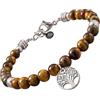 10:10 Bracciale Donna con Pietre Naturali Occhio di Tigre da 6 mm e Pendente Albero Della Vita, Colore Giallo, Braccialetto Artigianale Regolabile in Acciaio Inox - Made In Italy (Occhio Di Tigre)