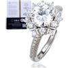 HALUKAKAH Anello da Donna Moissanite D2,0 ct Argento Sterling 925 Placcato Platino con Certificato,Diamanti da Laboratorio Rotondo a Girasole a Griffe,per Fidanzamenti,Matrimoni,Misura Regolabile