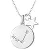 FANCIME Ariete Segno Zodiacale 12 Costellazione Ciondolo Collana in Argento Sterling 925 Placcato Oro Bianco Gioielli per Donna Ragazze Bambini - Catena Lunghezza: 40 + 5 cm
