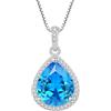 FJ Collana a Goccia per Donna in Argento Sterling 925 Collane Acquamarina Ciondolo con Pietra Portafortuna Marzo Gioielli per Donna