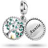LSxAB Ciondolo Albero della Vita per Mamma Figlia Nonna Zia Membri della Famiglia Regalo Compatibile con Braccialetti Collane Pandora, Rame, Nessuna pietra preziosa