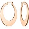 Bling Jewelry Ovale Piatto A Forma Di Moda Grandi Orecchini A Cerchio Per Le Donne Placcato Oro Rosa In Acciaio Inox 1,25 Diametro