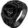 OAKKY Vintage Punk Annata Massonico Massone Biker Anello Uomo Acciaio Inossidabile Simbolo Membro Dichiarazione Nero Band Taglia 25