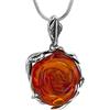 Copal Collana Con Pendente Di Ambra Rosa In Argento Sterling 925 Lunghezza Regolabile