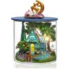 Foyucool Casa in Miniatura DIY con Mobili, Kit di Costruzione per Adulti, Modellino in Legno da Montare, Compleanni e Natale, Giardino delle Fate