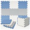 WELLDER Tappeto Puzzle Bambini in EVA Antiscivolo - 18 Pezzi Blu e Grigio 29,5x29,5 cm, Morbido e Atossico, Tappetone Gioco per Gattonare, Certificato CE, WELLDER