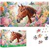 Reofrey Puzzle 1000 Pezzi - Fiori Cavallo, Puzzle Adulti Forma Speciale, Sfida Impossibile Divertente Per Famiglie & Decorazione Murale Unica 41x80cm - Idea Regalo Per Appassionati Di Puzzle classici