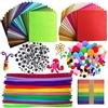 DOITEM Wartoon Pipe Cleaners Crafts Set, Tubi ciniglia e Pompom con Google Eyes e Bastoncini Craft Assortiti di Colori Feltro di Tessuto in Feltro Non Tessuto per Fai Da Te 590 Pezzi