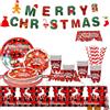KAHEIGN 127 Pezzi Stoviglie di Carta per Feste Natalizie, 25 x 9 Pollici Piatti Piani, 25 x 7 Pollici Piatti da Insalata, 25 x 270ml Bicchieri, 25 x Tovaglioli e Cannucce, 1 x Tovaglia e Striscione