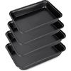 FWEEK Set di 4 Teglie da Forno Rettangolari Antiaderenti, 3 Dimensioni in Carbon Steel Senza PFOA, Piastre per Arrostire, Cuocere e Servire, Nero