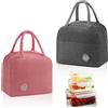 MYLERCT 2 Pezzi Borsa Porta Pranzo, 6L Mini Borsa Frigo Pieghevole, Borsa Termica Piccola per Ufficio, Viaggi, Picnic, Borsa Pranzo Ufficio Grigio e Rosa