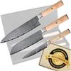 Cassary Set coltelli da cucina professionali giapponesi in acciaio damasco. Coltello damasco giapponese per chefs e amanti della cucina. Set de coltelli giapponesi professionali (3 set)