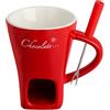 Noaya Tazze per fonduta in ceramica con forchetta, con forchetta, tazza per fonduta di cioccolato, scalda formaggio, set di fusione per fonduta di candele leggere per sciogliere cioccolata calda per la casa