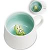 ZONSUSE Tazza Serpente Carina, Tazza da Caffè con Serpentello 3D All'interno, Mug Originale per la Colazione, con Coperchio e Cucchiaio, Regalo Unica per Uomo, Amici e Colleghi 350 ml (3D Serpente)