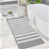 Biscpro Tappeto da bagno extra morbido e assorbente, soffice ciniglia a righe, antiscivolo, lavabile in lavatrice (grigio, 50 x 120 cm)