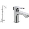Ideal Standard A7208AA Ceratherm t25 Colonna doccia con miscelatore termostatico esterno, cromo & BC647AA Alpha Miscelatore lavabo, con piletta in metallo, cromato