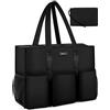 IBFUN Utility Tote Bag con tasche esterne e interne Zip Top insegnante Tote Bag per insegnante/studente/lavoro donne, M-nero, Medium
