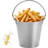 lvifloae Mini secchiello in acciaio inox piccolo secchiello per il ghiaccio con manico per bevande, vino, patatine fritte, ali di pollo, bar domestici, feste, uso per feste, bar casa, 2 l. (Silver)