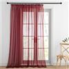PONY DANCE Tenda Trasparente Camera da Letto Tende per Salotto Filtraggio Luce Morbida Decorazione Curtains Soggiorno Moderne con Fettuccia 1 Pezzo L 300 x A 245 cm, Rosso
