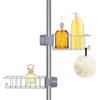 Ainiv Mensola Doccia Senza Foratura, 2 Pezzi Portasapone Doccia per Asta Doccia Inox, Organizer Bagno, Porta Sapone Bagno, Antiruggine Portaoggetti Doccia, Porta Sapone Doccia per Asta 18-25 mm