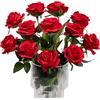 Kisflower 12 Pezzi Rose Fiori Artificiali Realistici Fiori a Stelo Singolo Bouquet di Rose di Seta per Decorazioni per la Casa di Nozze (rosso)