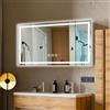 Simusi 60x100cm Specchio Bagno con Luce LED， Specchio da Parete Antideflagrante con Luminosità Regolabile，3 Colori Luce， IP44 impermeabile, vetro temperato