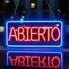 Lxmoneon ABIERTO Insegne luminose, Insegna LED aperto per negozi, luce al neon LED blu e rossa per bar, ristoranti, supermercati, caffè, insegna al neon USB aperta da appendere per porte e finestre