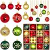Moerstar 44 Pezzi Palline di Natale, Set Palline Albero di Natale, Decorazioni Natalizie per Albero, Ornamenti Palle Natalizie Rosso Verde Oro Bianco Rosa per Decorazioni Feste (Stile C)