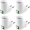 OMIGA 4 Pezzi Portalampada E27 Porta Lampadina con Interruttore Senza Fili AC 220V Portalampada con Presa Elettrica E27 Adattatore Piccolo per Lampadina LED Lampada da Parete Interno