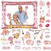 Flintronic Photo Booth Compleanno Accessori, Photo Booth Props, Carta Foto Decorazione per Festa Compleanno -Gadget 50 Anni Fai da Te, Rosa