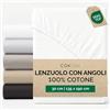 CGK Unlimited Lenzuolo con Angoli 135x190 - Cotone 400 Fili Fascia 30cm (12) - Bianco