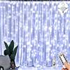 Lezonic Tenda a filo impermeabile, 3 m × 3 m, 300 LED, 8 modalità di controllo remoto con timer, luminosità regolabile, tenda per camera da letto, giardino, feste, matrimoni, Natale (bianco freddo)