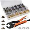 SUPRBIRD Pinza Per Bottoni Automatici A Pressione, con 3 Stampi Magnetici e 100 Set Di Bottoni a Pressione Metallo Da 15 mm, per Fai da Te Riparazione Di Coperture Di Barche, Tela, Cucito, Teloni, Jeans