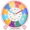 Kssvzz Sveglie per Bambini Senza Ticchettio, Sveglia Apprendimento con Luci Notturne, Sveglie Analogiche per Bambini Alimentate a Batteria, Sveglia per Ragazzi e Ragazze in Età Scolare (Rosa)