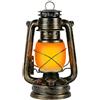 LANMOU Lanterna da Esterno Vintage, LED Lanterne da Giardino Ricaricabile USB-C, 1800mAh Batteria 12H Autonomia, 3 Modalità, Effetto Fiamma, per Deco Giardini, Terrazze, Portico