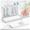Vandicka Portaspazzolino in acciaio inox per 5 testine di spazzolino elettrico, supporto da parete con vassoio di assorbimento dell'acqua per Oral B, iO, Philips, ecc., Supporto adesivo per testine di