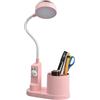 Azonelife Lampada da Scrivania per Bambini, Ricaricabile Lampada da Tavolo a LED con Proiezione e Portapenne, Dimmerabile Lampada da Lettura da Comodino a LED per Soggiorno Studio Lettori di Notte (Rosa)