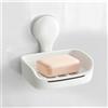 PAVSTINE Porta Sapone senza Foratura per Doccia con Fori di Drenaggio, Portasapone a Ventosa, Porta Saponetta, Portasaponetta da Parete per Bagno e Cucina, Bianco