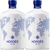 Nordés Gin Premium | Elaborato con una Porzione di Alcol Etilico e 6 Botanicals Galiziani. Sapore Fresco, Morbido e Aromatico. Graduazione 40º - Bottiglia 700 ml (Confezione da 2)