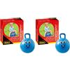 Idena 40094 Happy Face - Pallone per Saltare in Blu, Diametro ca. 45-50 cm, Portata Fino a 50 kg, Perfetto per Estate, Parco o Asilo (Confezione da 2)