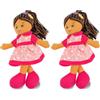Teorema Giocattoli Teorema - Carlotta Bambola di Pezza Mulatta, Bambola Stoffa, Giocattolo per bambini, Altezza 30cm (Confezione da 2)