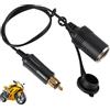 JiaHeHe Adattatore da presa DIN ad accendisigari 12V/24V, cavo da 45 cm con copertura impermeabile, 18AWG filo in rame pieno, per auto, moto, camper, adattatore per accendisigari