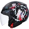 GTTCCG Casco Moto Jet ECE Omologato La Betty Nero Taglia S (55/56) Casco Donna Uomo