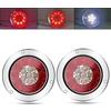 Biqing Rotondo Luci Posteriori per Rimorchio LED 24V, 4 Fanali LED Rimorchio 16LED Fanale Posteriore Freno Segnale di Girata Riflettore Luce per Camion,2pcs (Rosso&Bianco)